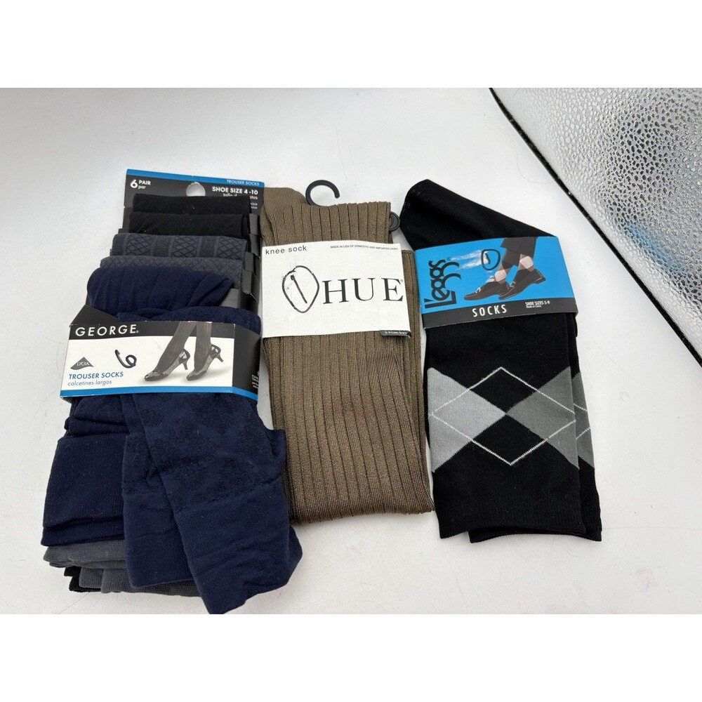 Women’s Socks Lot Of 8 Pairs George HUE L’eggs Trouser Knee High NWT